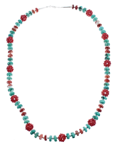 Southwestern Multicolor Multistone Authentic Sterling Silver Bead Necklace JX124638